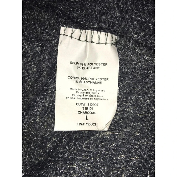 NEW Lush Women's Size Large Gray Fuzzy Eyelash Back Knot Detail Sweater - Picture 5 of 5